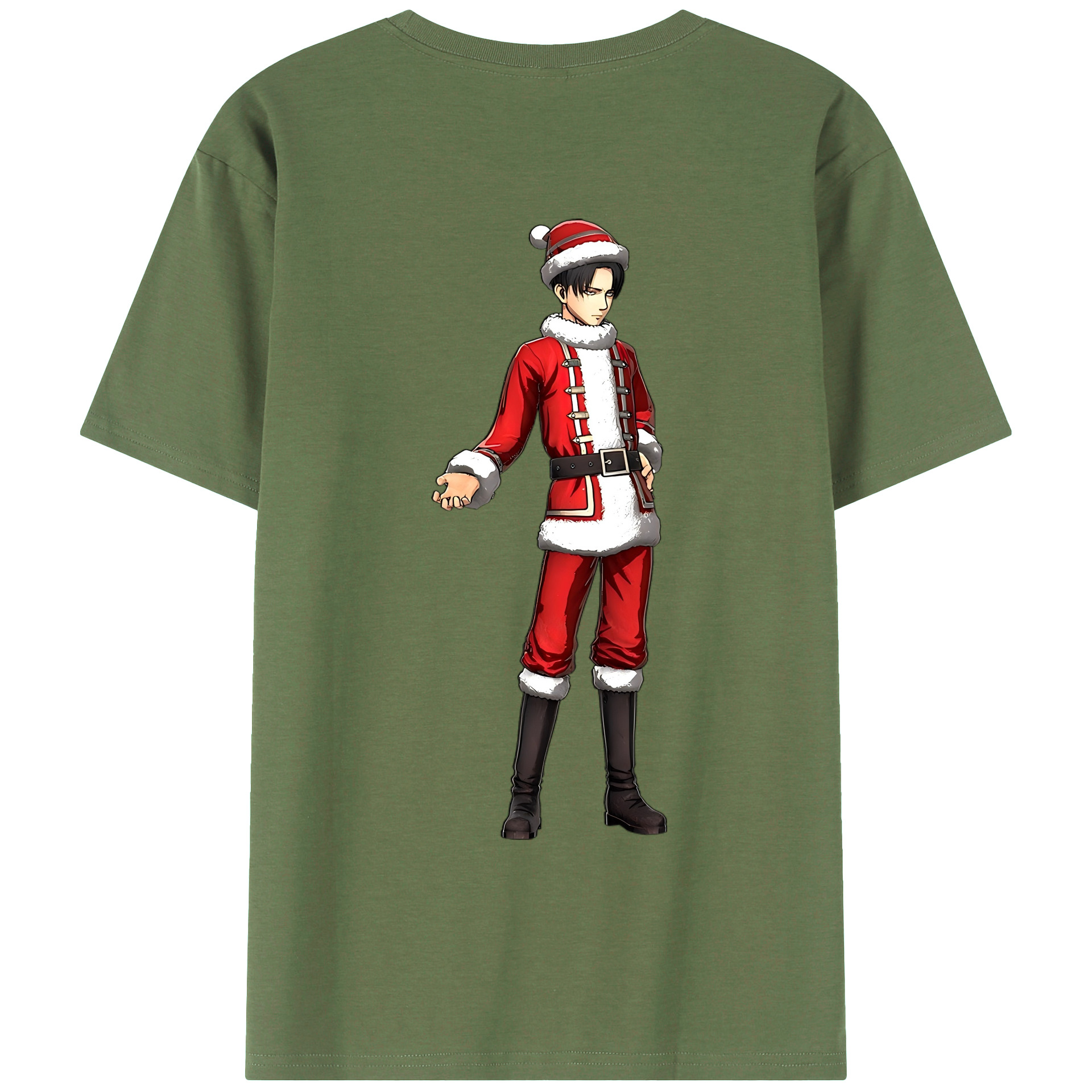 （画像用） 進撃の巨人 リヴァイ·アッカーマン Attack on Titan Levi Ackerman 綿100％ メンズ半袖Tシャツ（バックプリント） 通気性